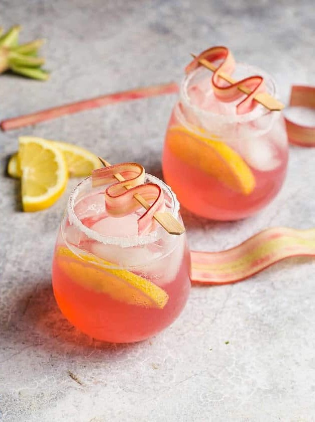 Rhubarb Lemon Fizz Cocktail