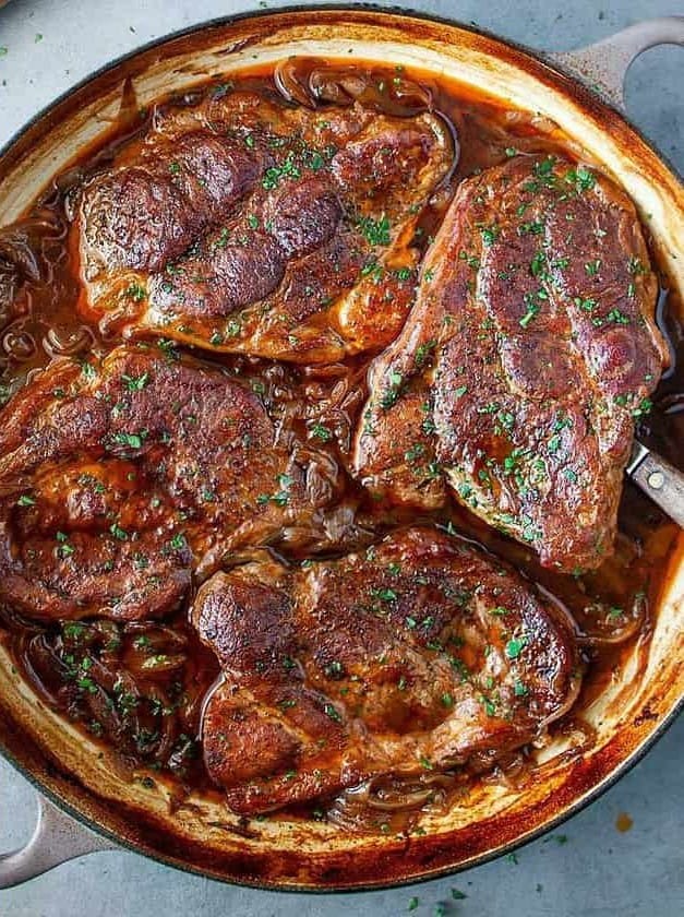 Braised Pork Steak with Onions