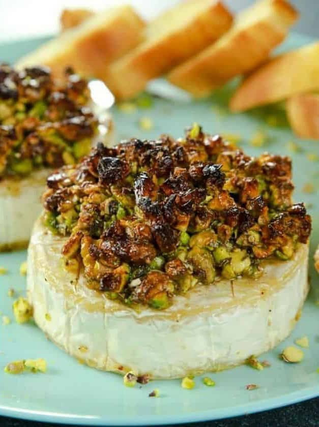 Sweet Baked Brie with Pistachios and Honey