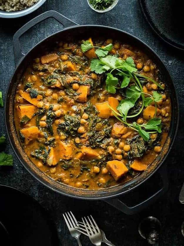 Chickpea, Sweet Potato and Spinach Curry