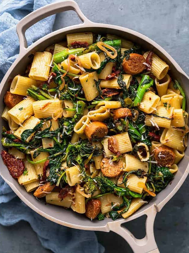 Vegan Sausage Pasta with Broccoli Rabe