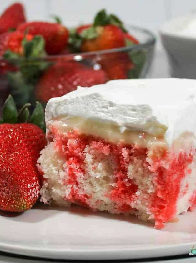 Strawberry Cheesecake Jello Poke Cake