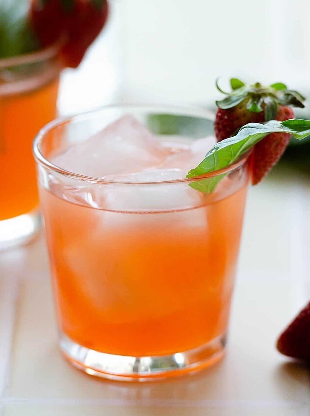 Strawberry-Basil Vodka Cocktail