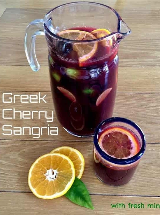 Greek Cherry Sangria With Fresh Mint