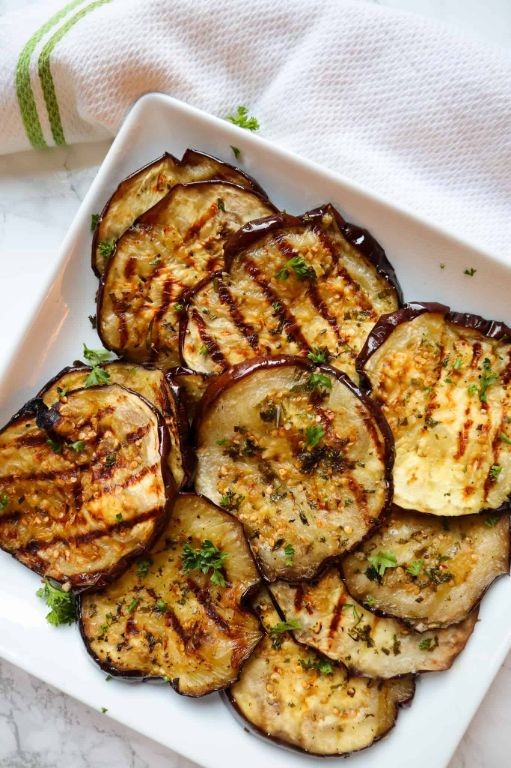 Grilled Eggplant with Garlic and Herb Marinade