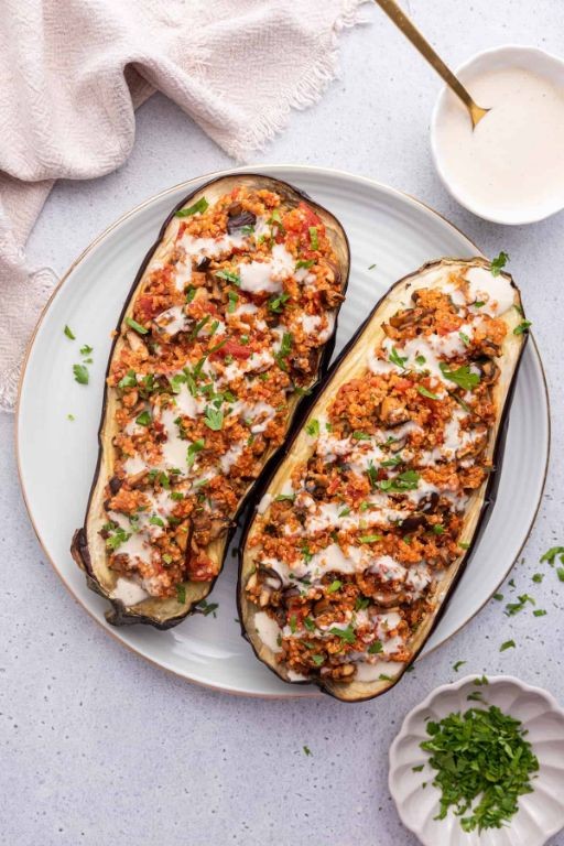 Stuffed Eggplant with Quinoa and Feta