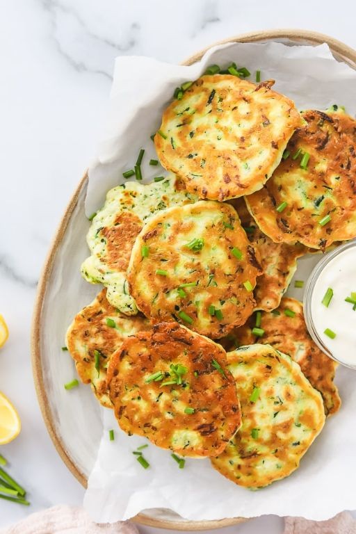 Zucchini Fritters with Garlic Yogurt Dip